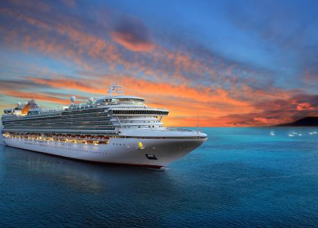 a large cruise ship in the middle of the ocean