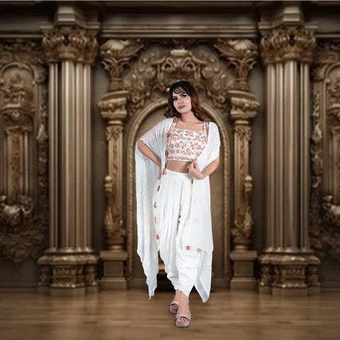 Crop Top Dhoti with Cape