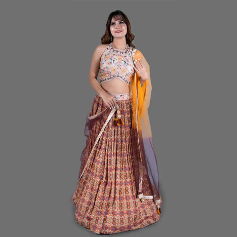 Crop Top Dhoti with Cape