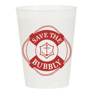 Save The Bubbly Anchor Nautical Frosted Cups - Summer Pack of 6 - Cowtown Tanning
