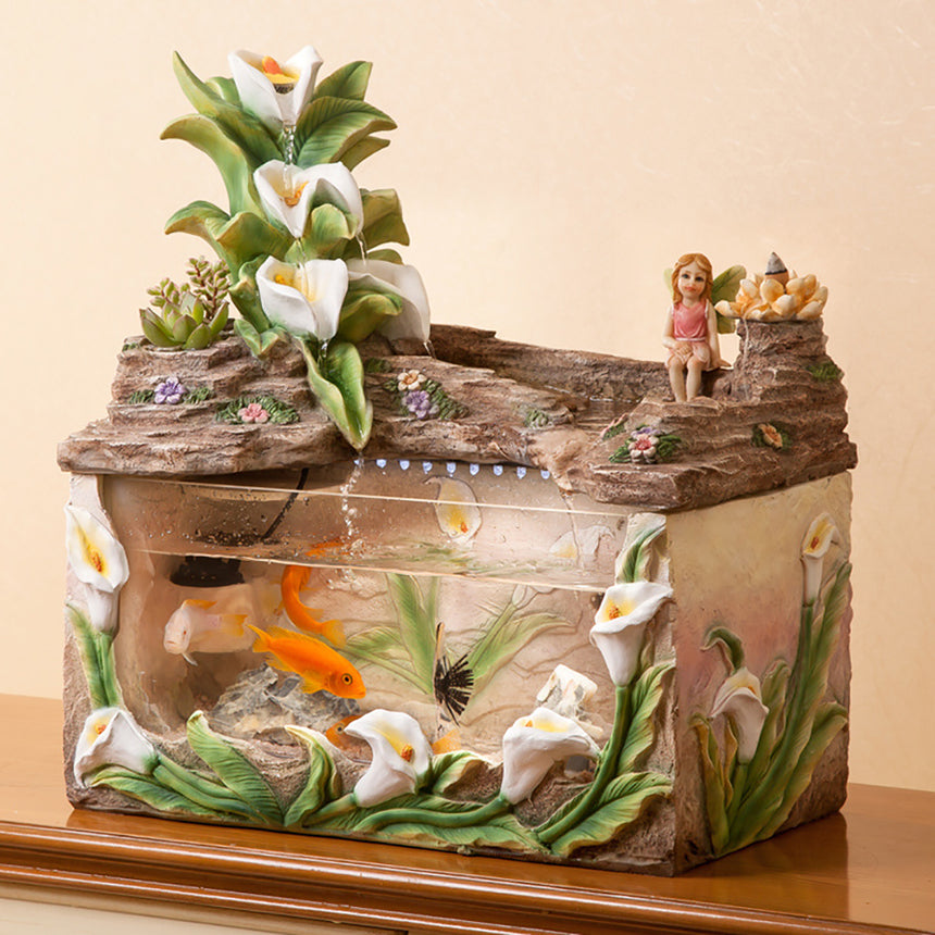 Water Wheel Fountain With Fish Tank – Lucky Incense