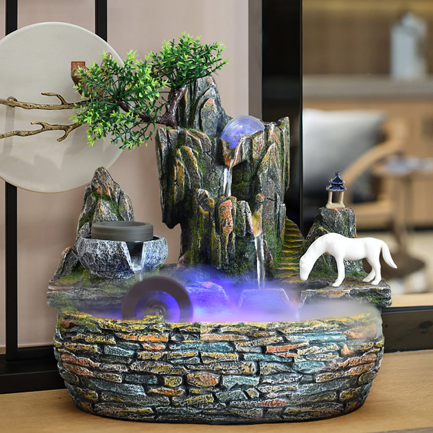 Animal Water Fountain Feng Shui Flowing Waterfall Ornament Crafts Gardening  Exterior Decoration Cosas Para El Hogar