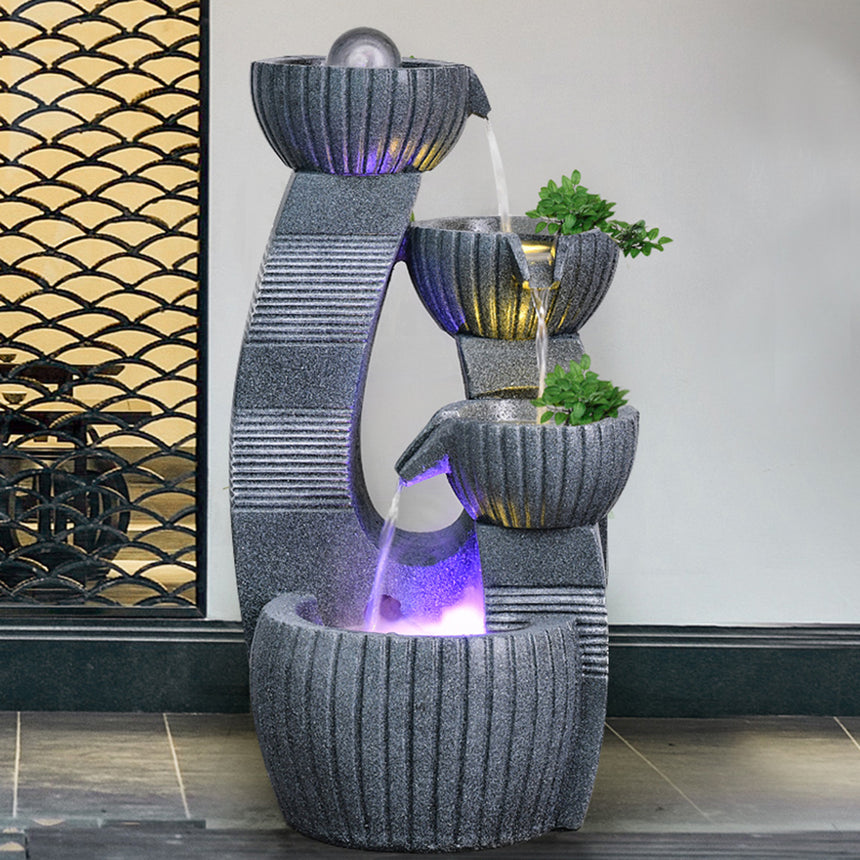 Stone Mill Feng Shui Wheel Indoor Waterfall With Fish Pond – Lucky