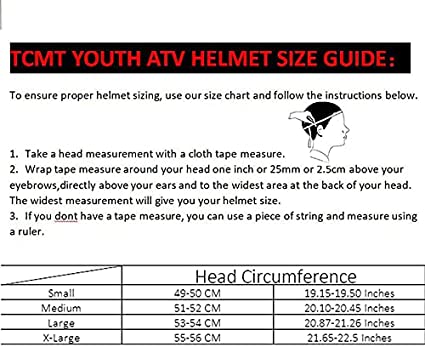 tcmt helmet size chart