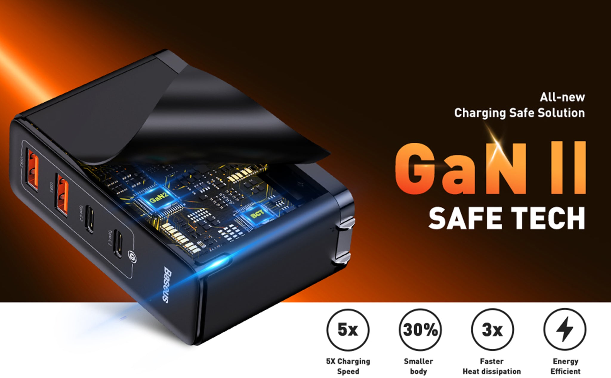 Baseus GaN2 4 Ports Fast Charger 100W