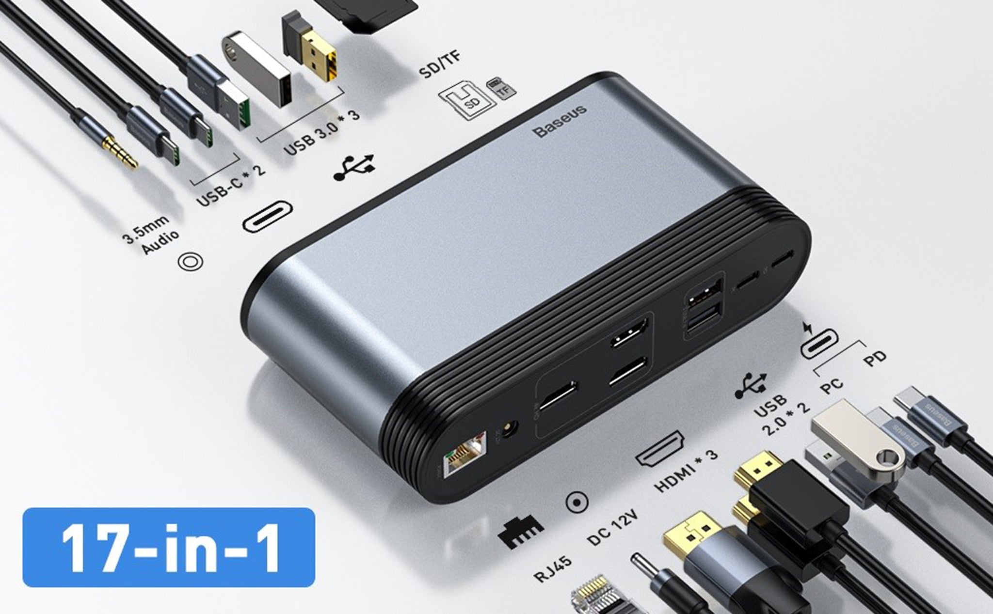 Baseus 17 in 1 3-Monitors Docking Station