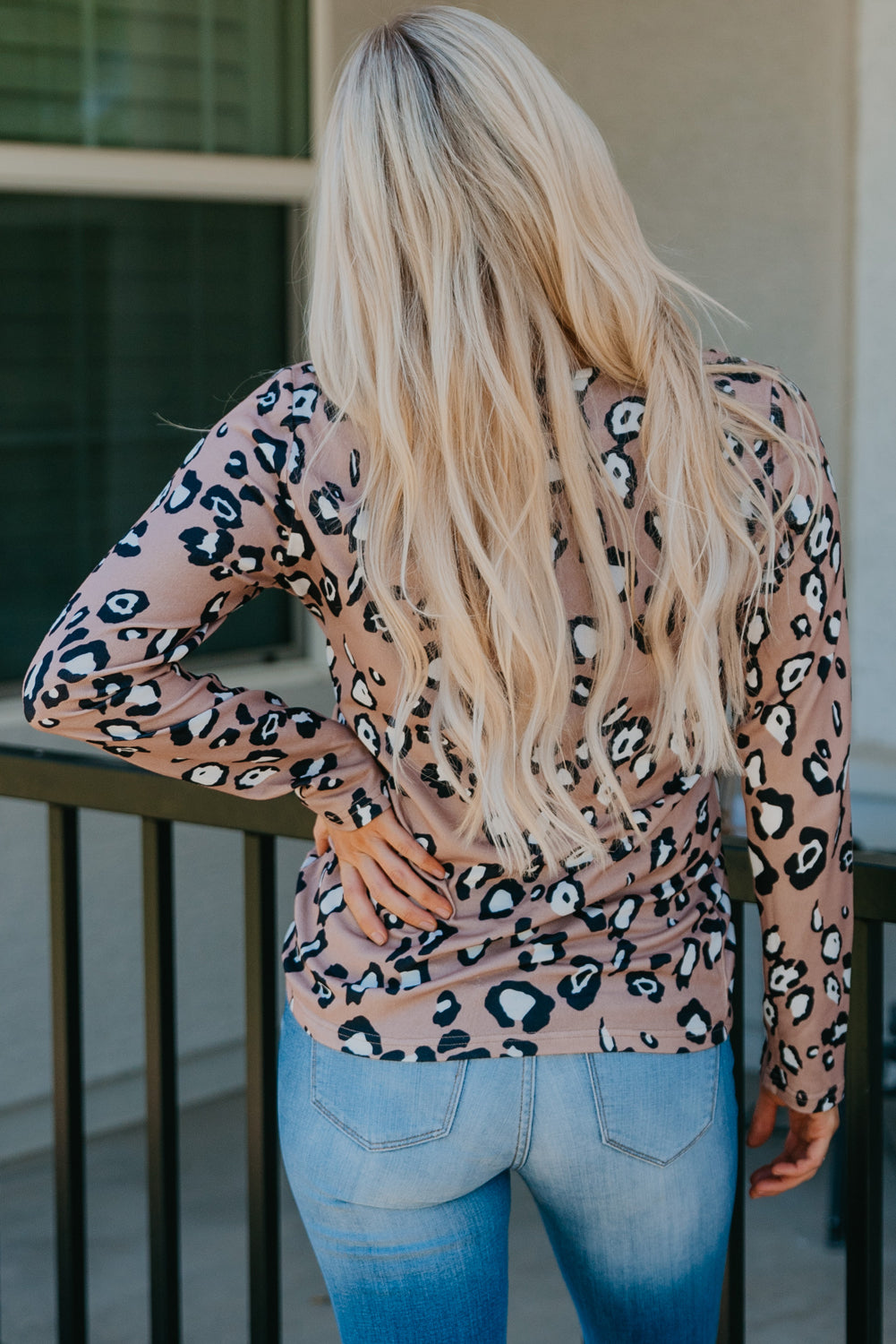 Leopard Print Lace Trim V-Neck Top Trendsi