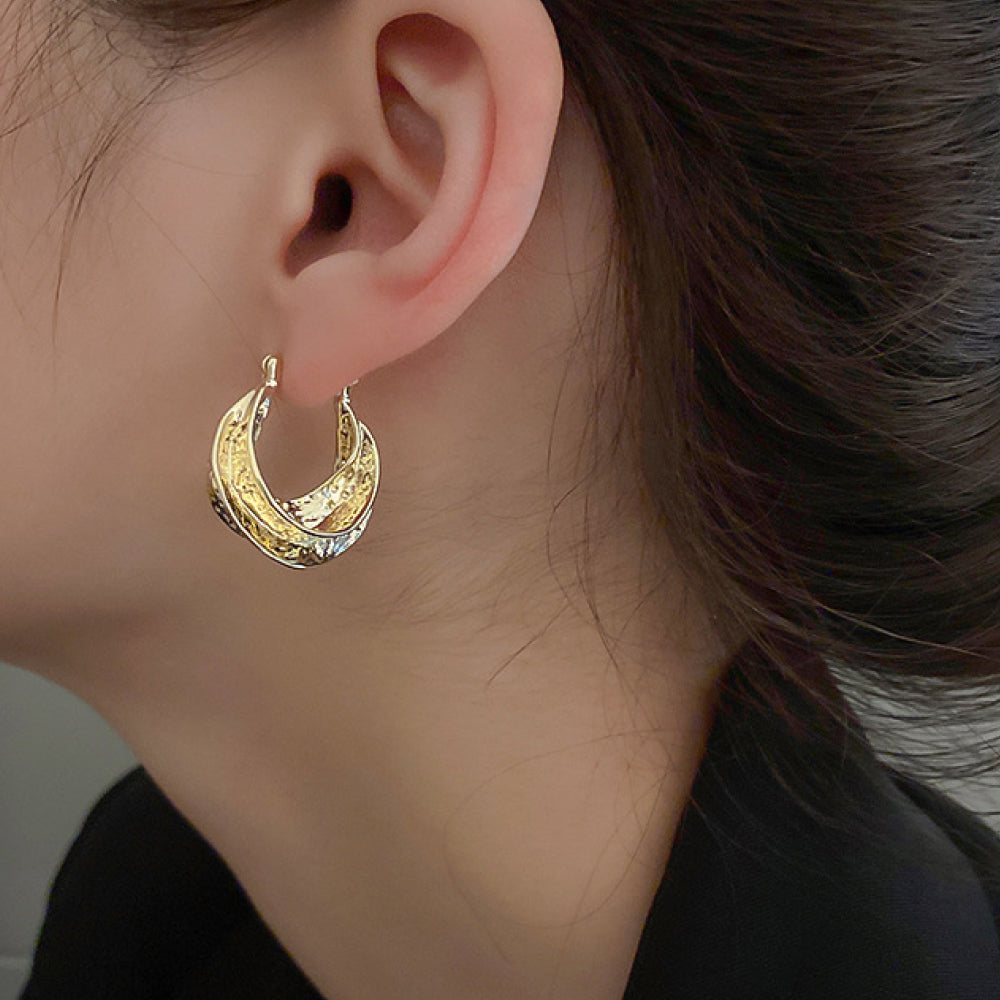 The Right Choice Ruched Hoop Earrings Trendsi