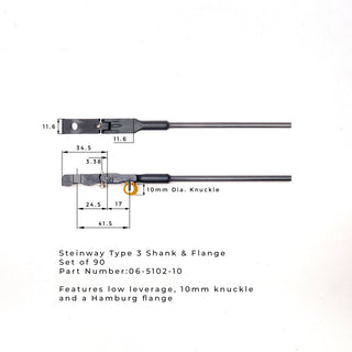 Steinway Type 3 Shank & Flange Set - Wessell, Nickel & Gross