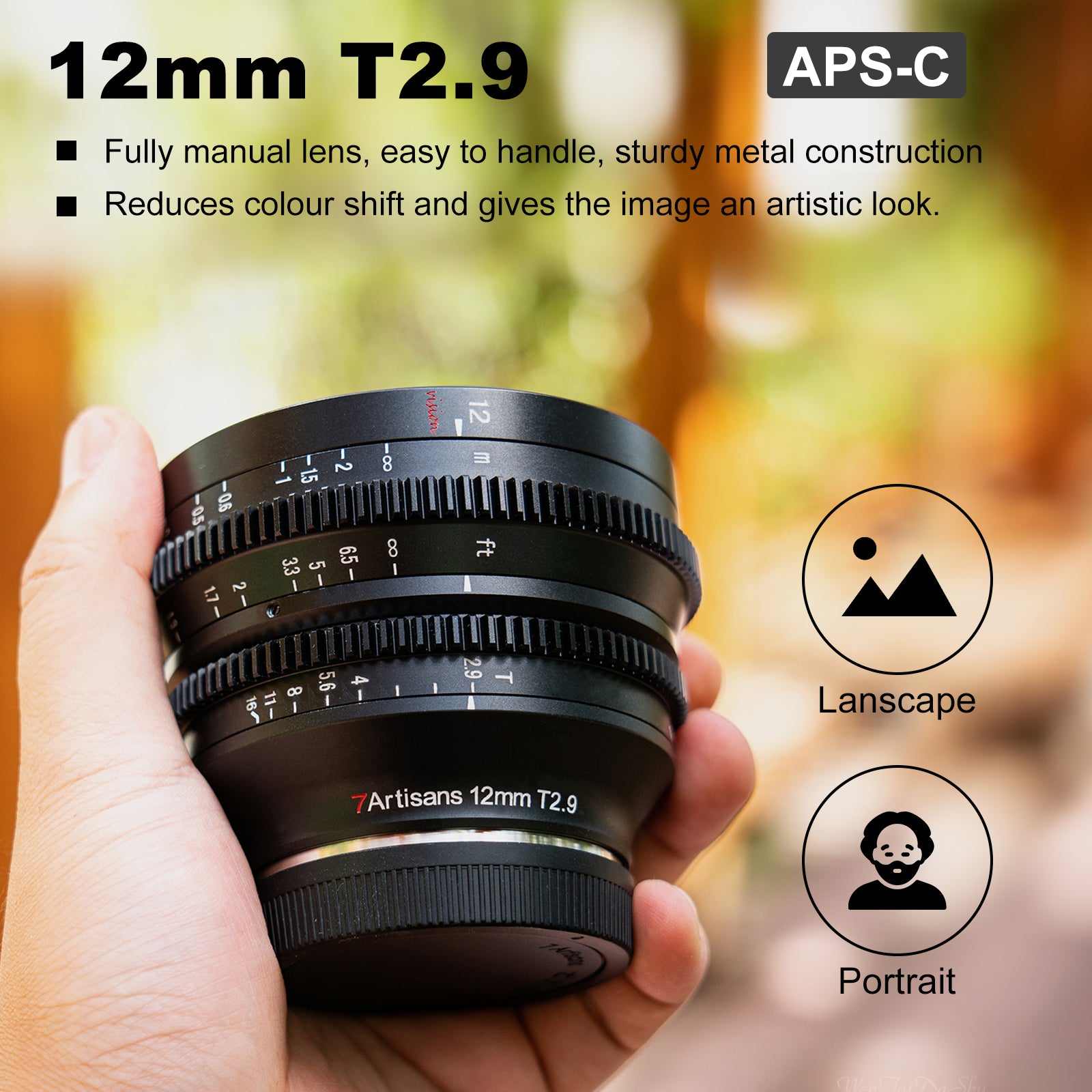 高品質 SAMYANG 単焦点広角レンズ 12mm T2.2 マイクロフォーサーズ用 APS-C用