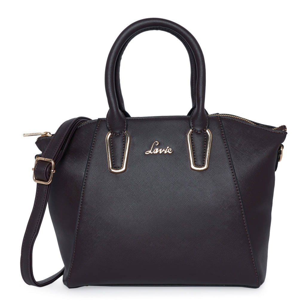 Lavie Luxe Dark Red Medium Women's Dazzle Frame Satchel Bag – Lavie World