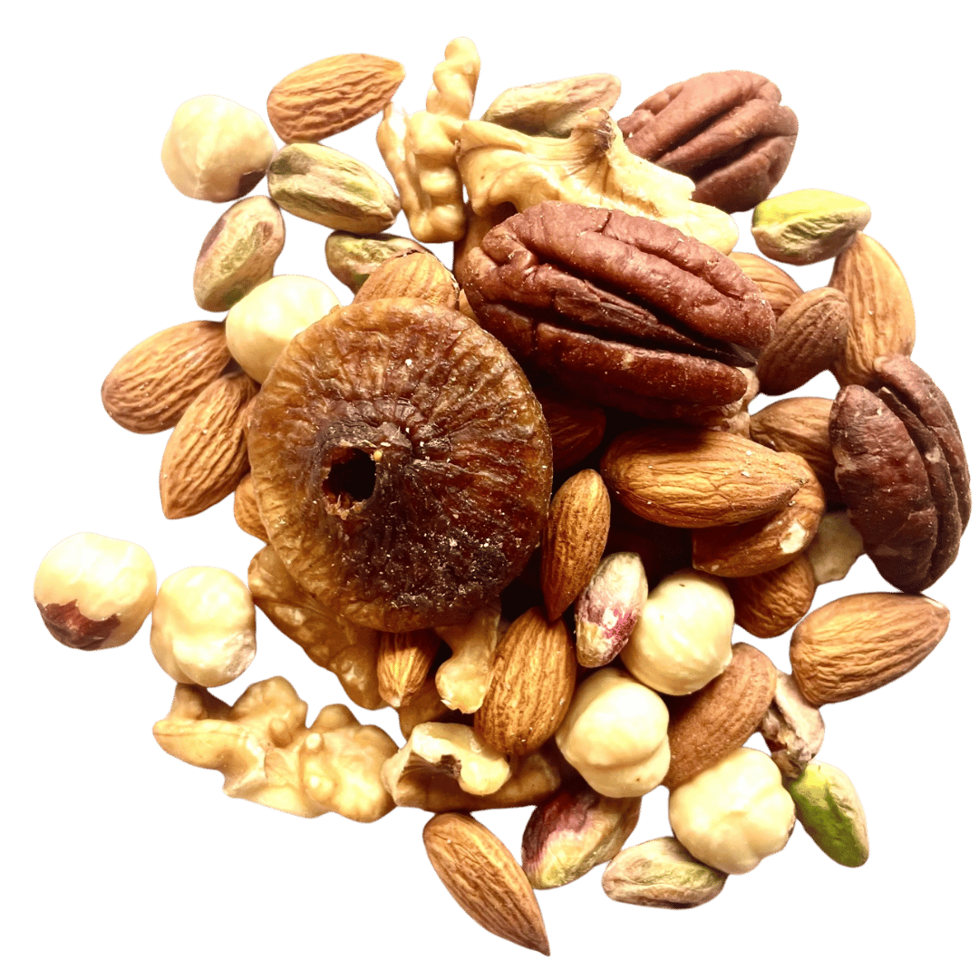 Nutty Trail Mix for Healthy Heart includes Almonds, Pistachios, Pecans, Walnuts, Hazelnuts & Figs