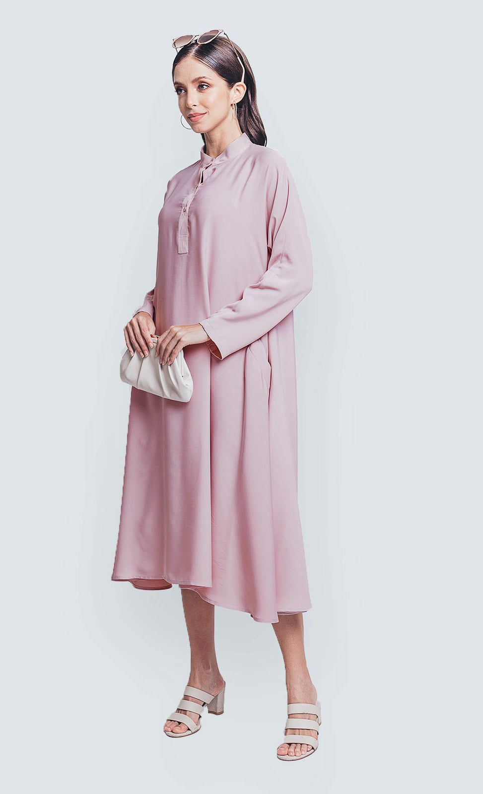 Portia Oversized Dress in Dusty Pink – LARNEY