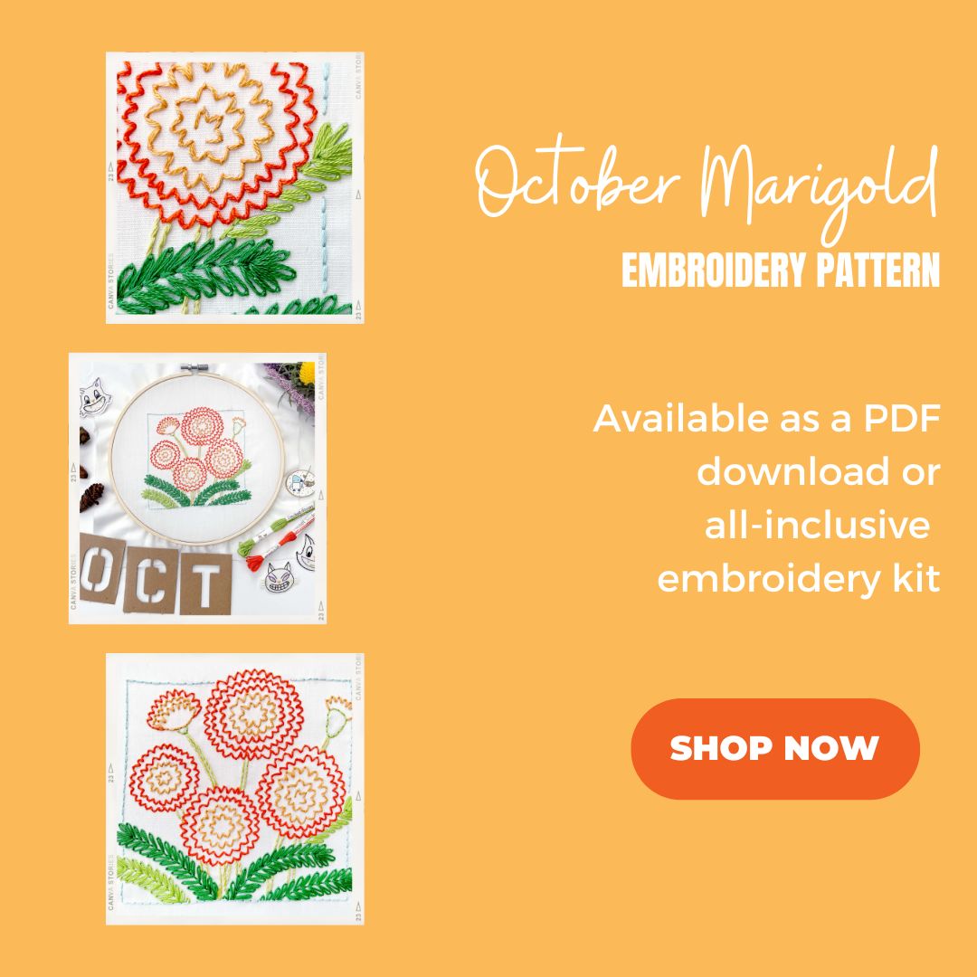 Shop the October Marigold embroidery pattern