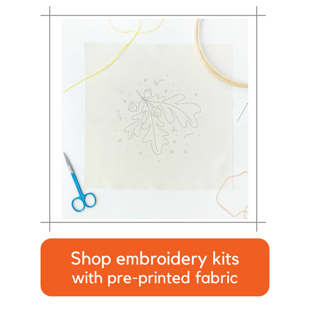 Shop embroidery kits with pre-printed fabric