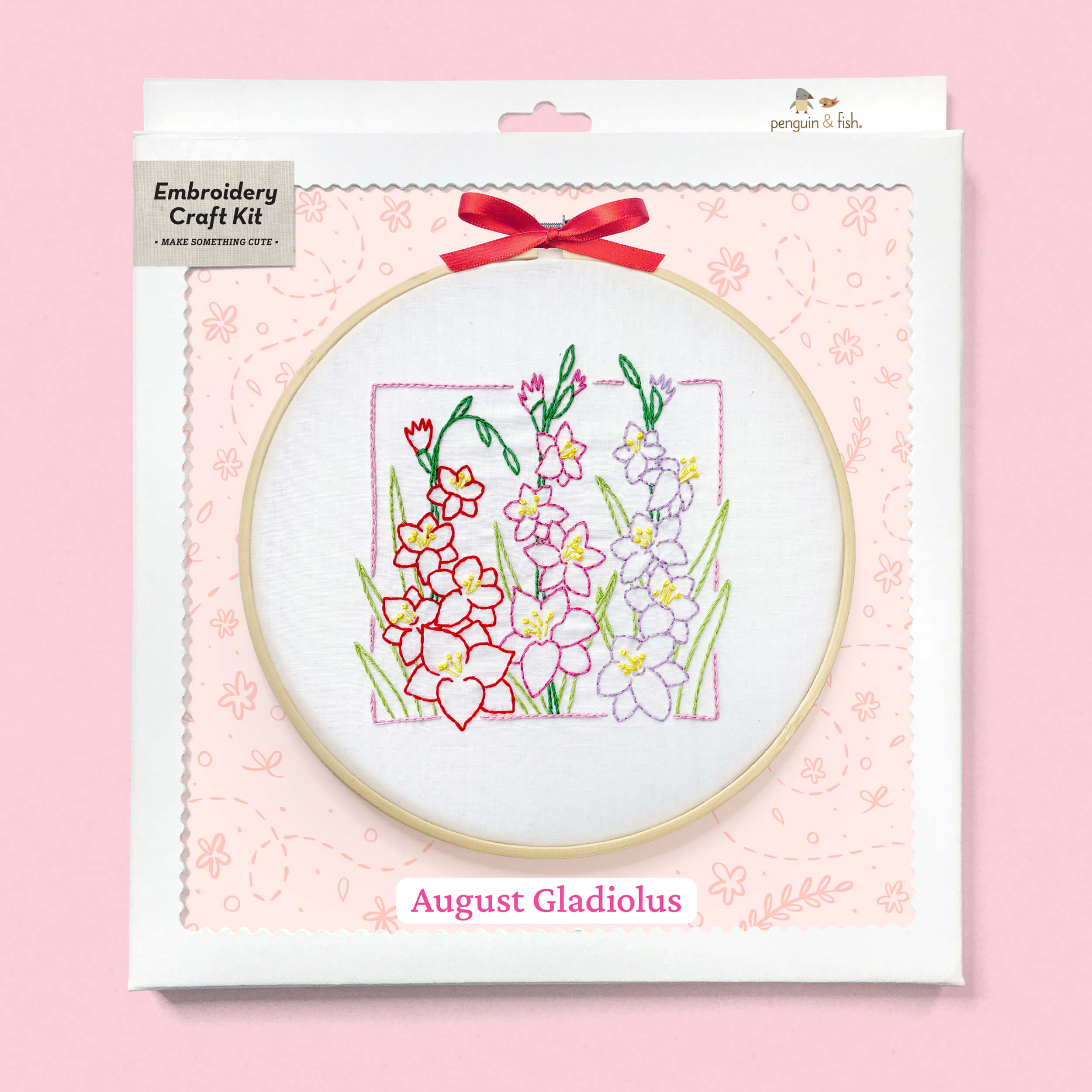 August Gladiolus embroidery kit in a box