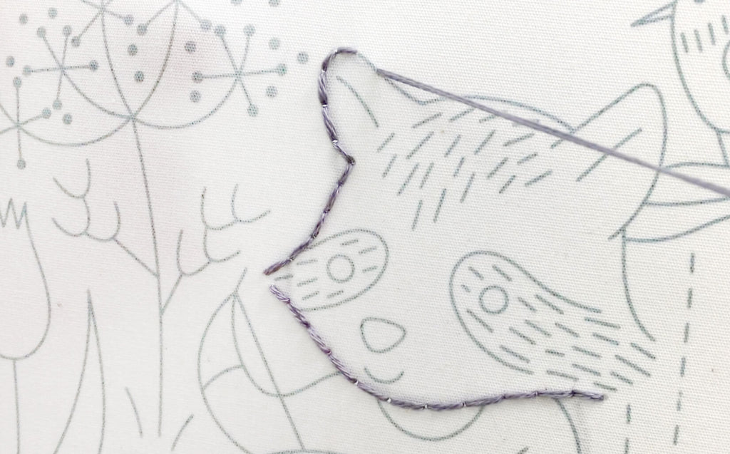 backstitch on the stitching raccoon embroidery pattern