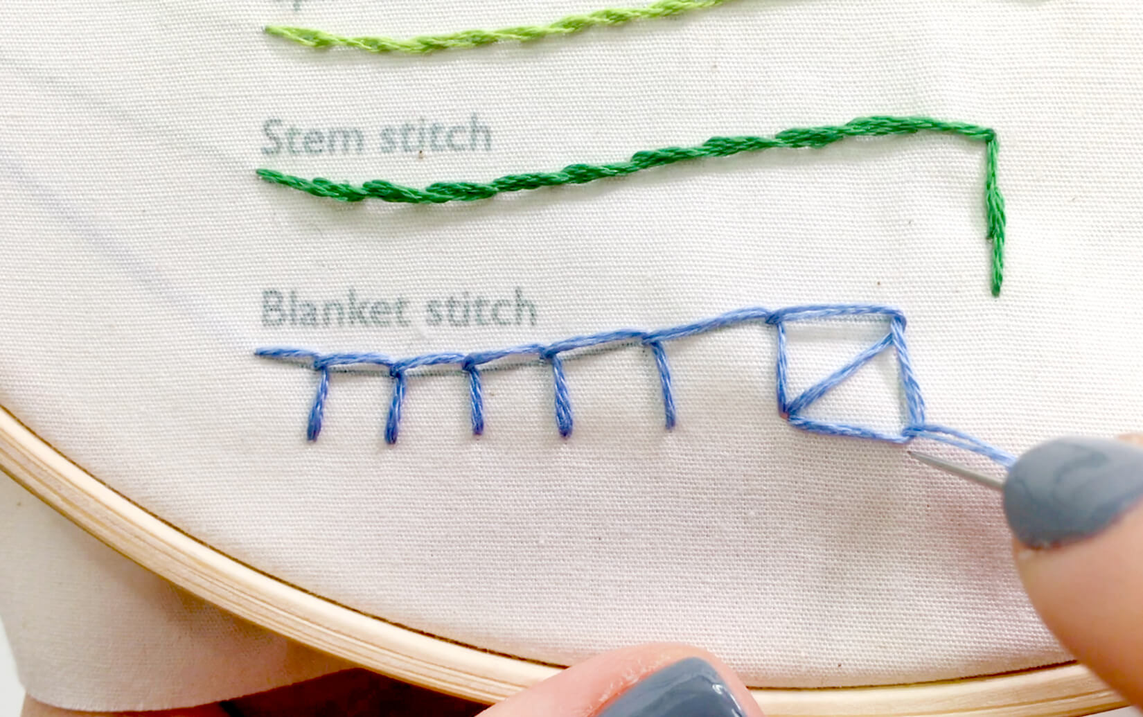 Image of stitching the blanket stitch