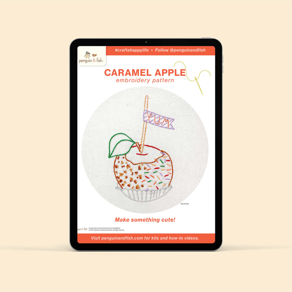 Caramel Apple PDF printable embroidery pattern