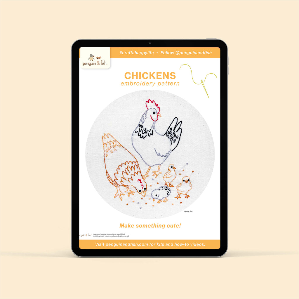chickens embroidery pattern