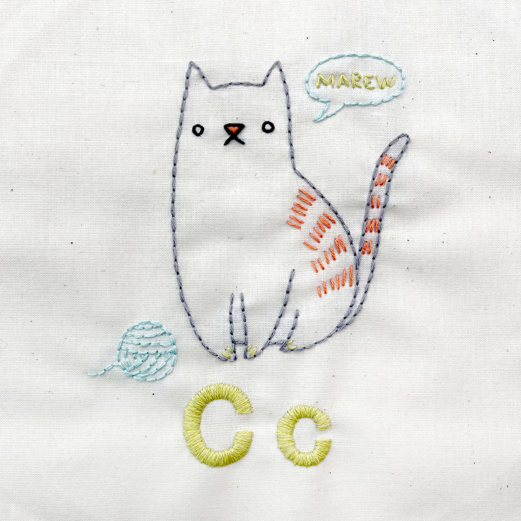 Cc Cat embroidery pattern - ABC stitch along
