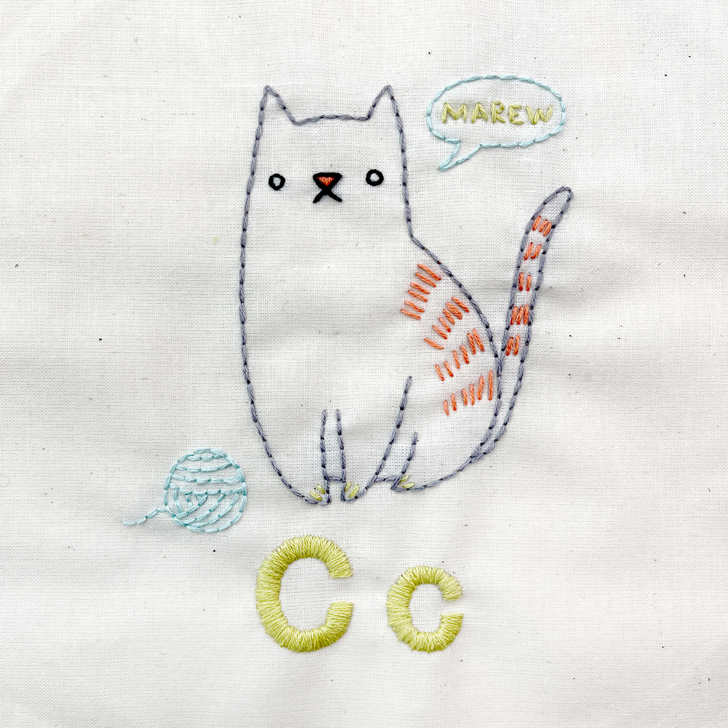 Cc Cat embroidery pattern