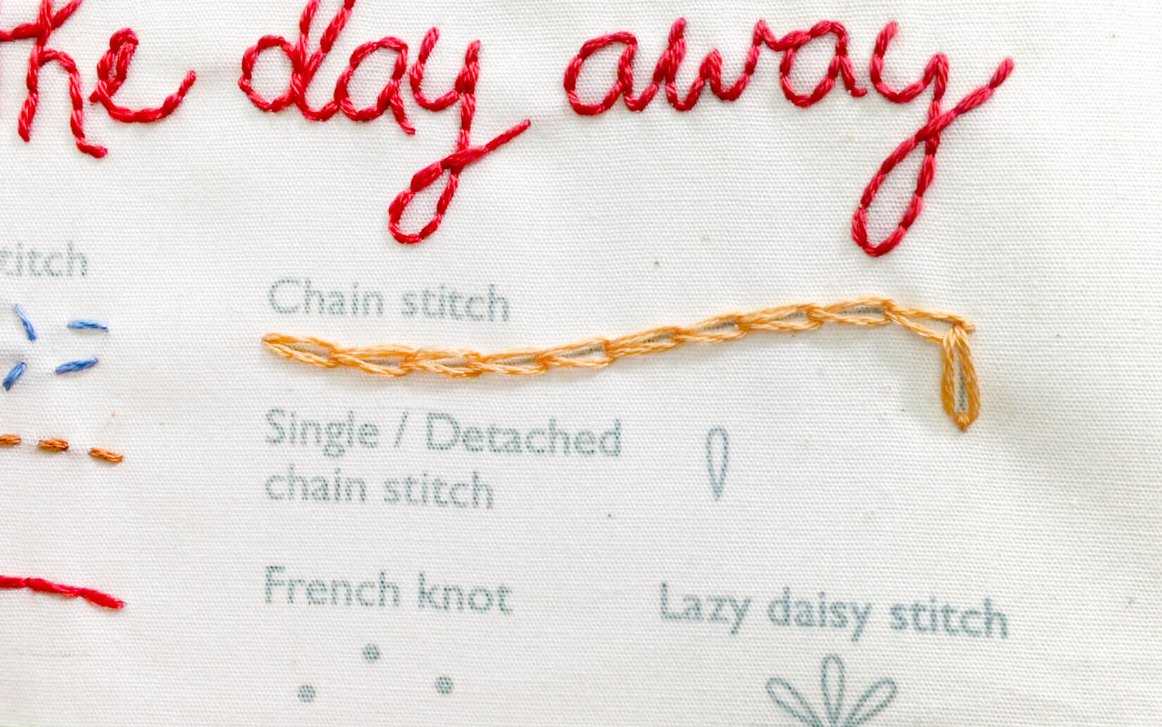 Image of stitching the chain stitch