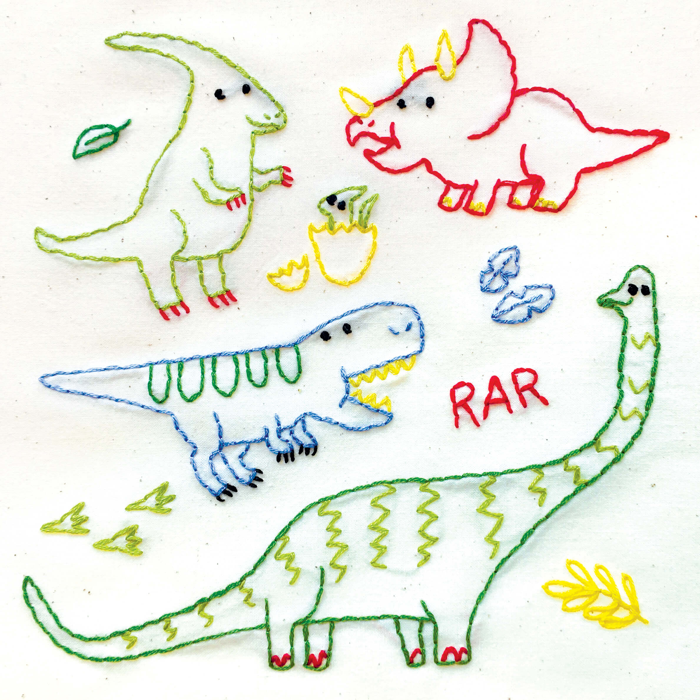 Dino Pals embroidery kit
