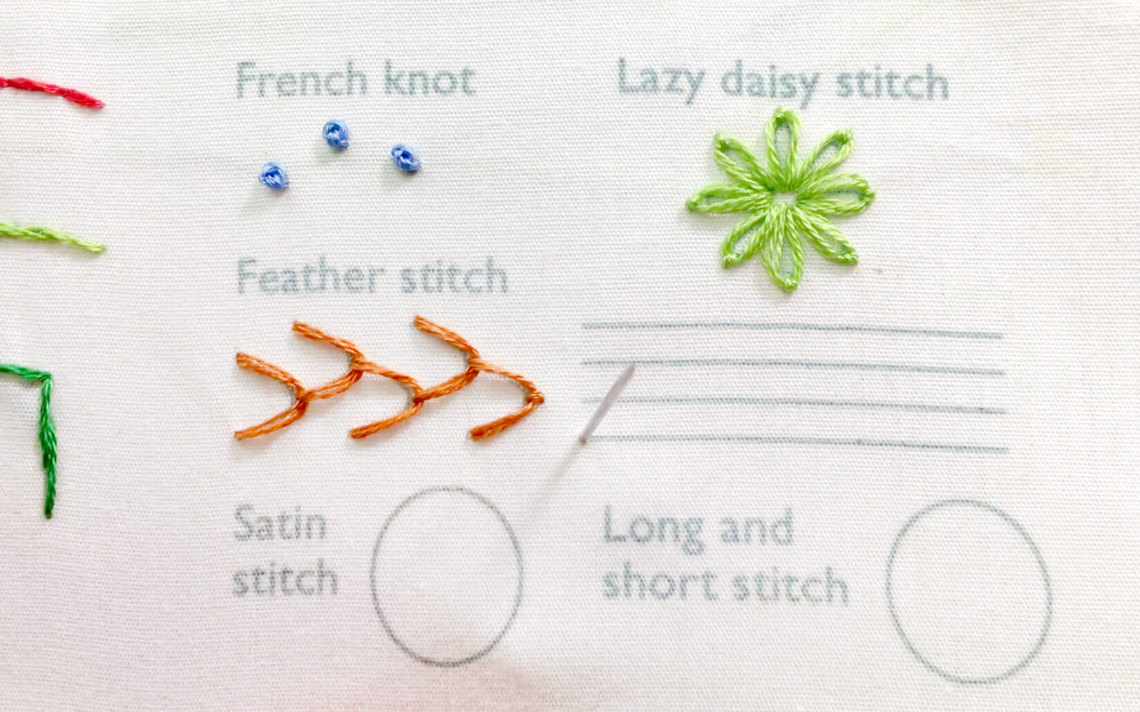 Image of stitching the feather stitch