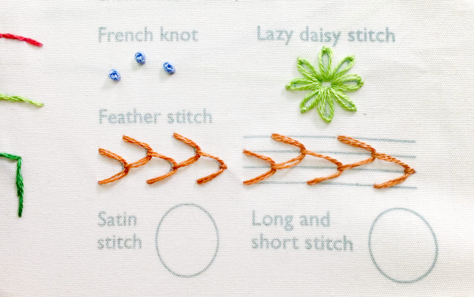 Image of stitching the feather stitch