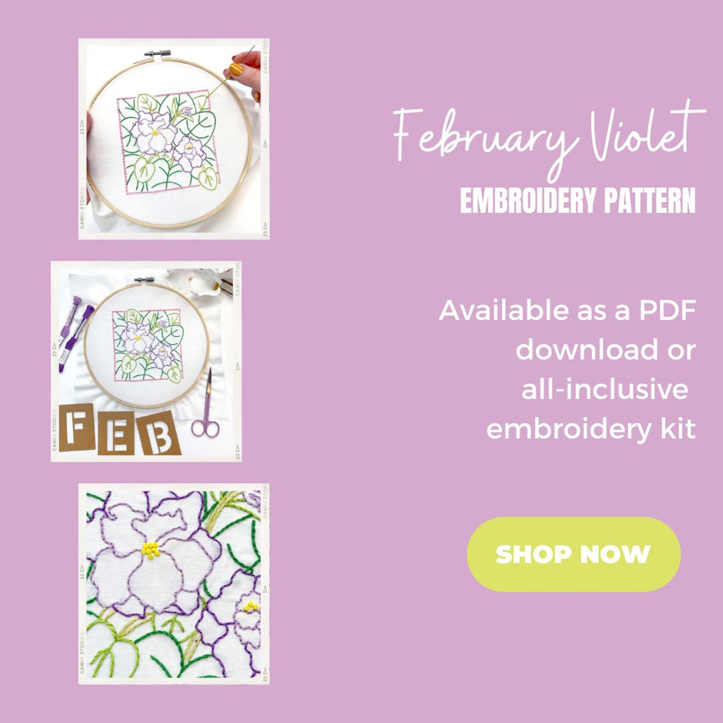 Shop February Violet embroidery kit