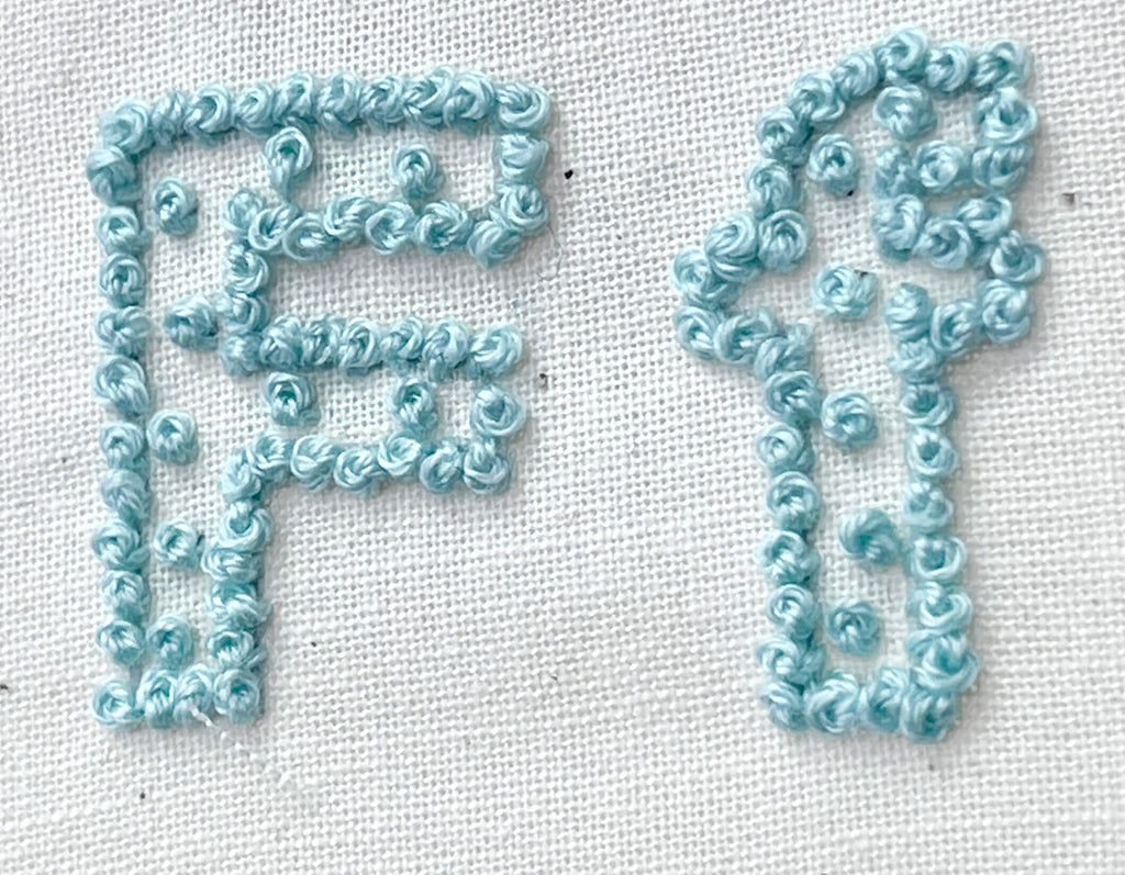 Ff - Fox French knot filled letters