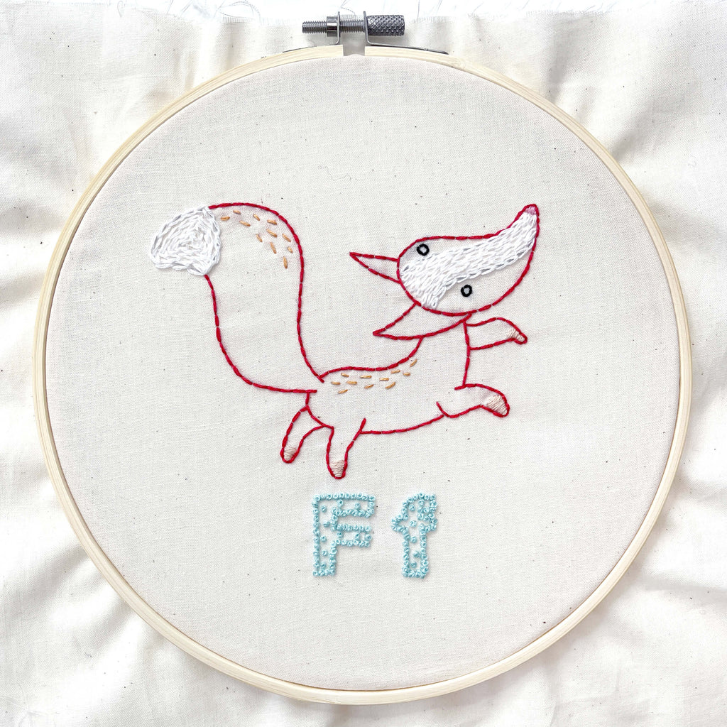 Finished Fox embroidery pattern - ABC Stitch Along