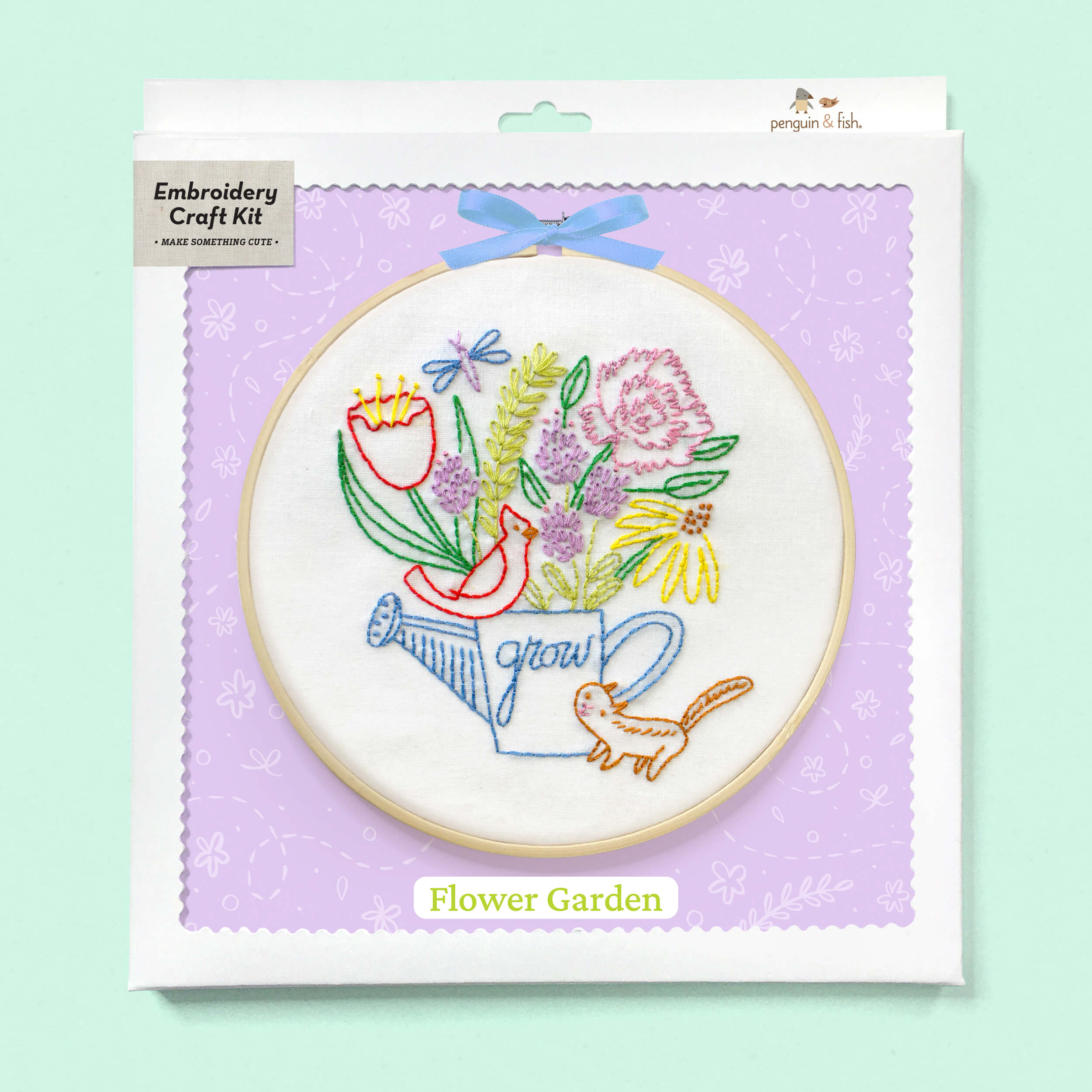 Flower Garden embroidery kit shown in a box