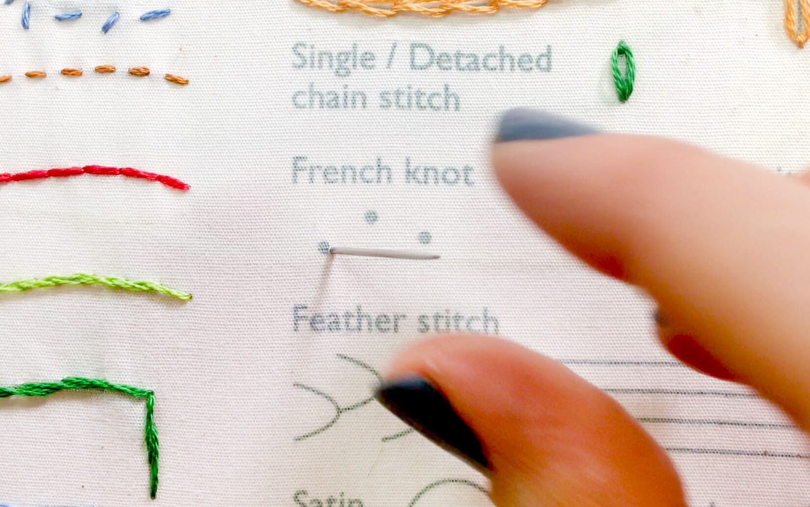 Image of stitching the French knot stitch