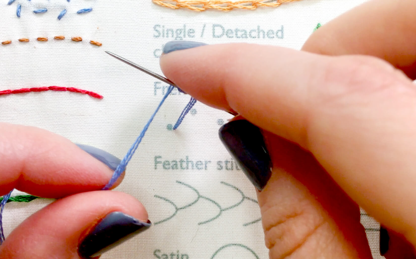 Image of stitching the French knot stitch