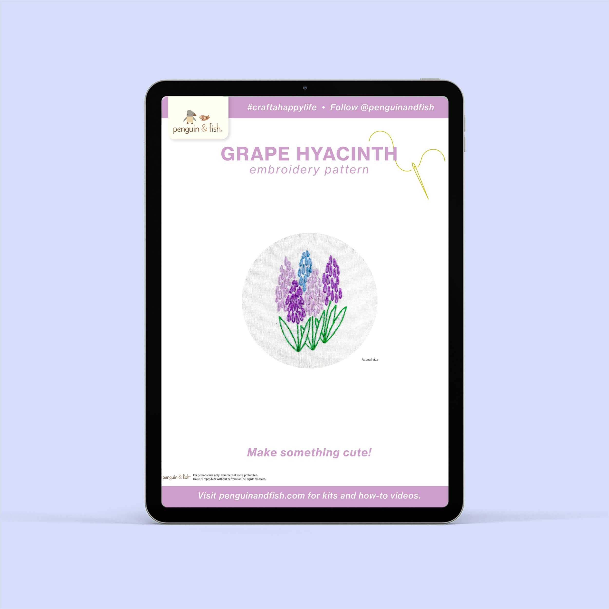 Grape Hyacinth PDF embroidery pattern