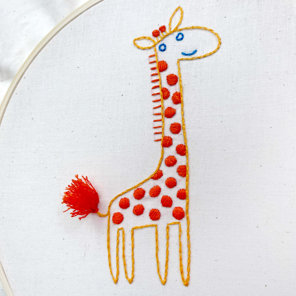 Finished giraffe embroidery pattern
