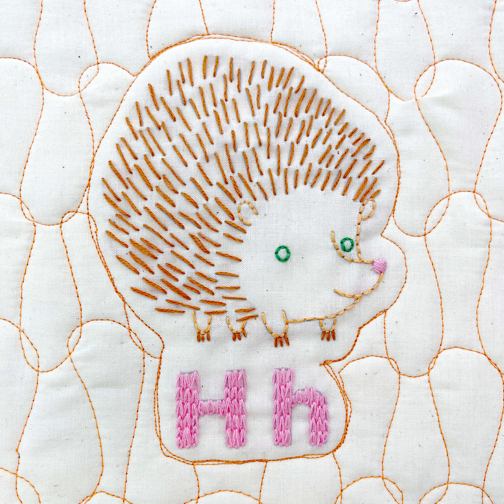 Hh Hedgehog - finished embroidery pattern
