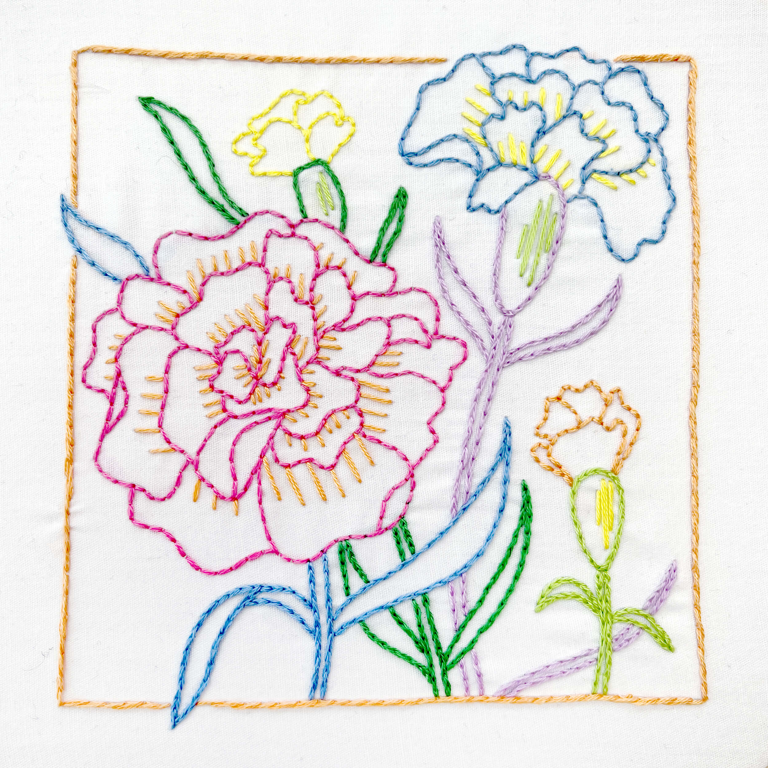 January Carnation finished embroidery pattern