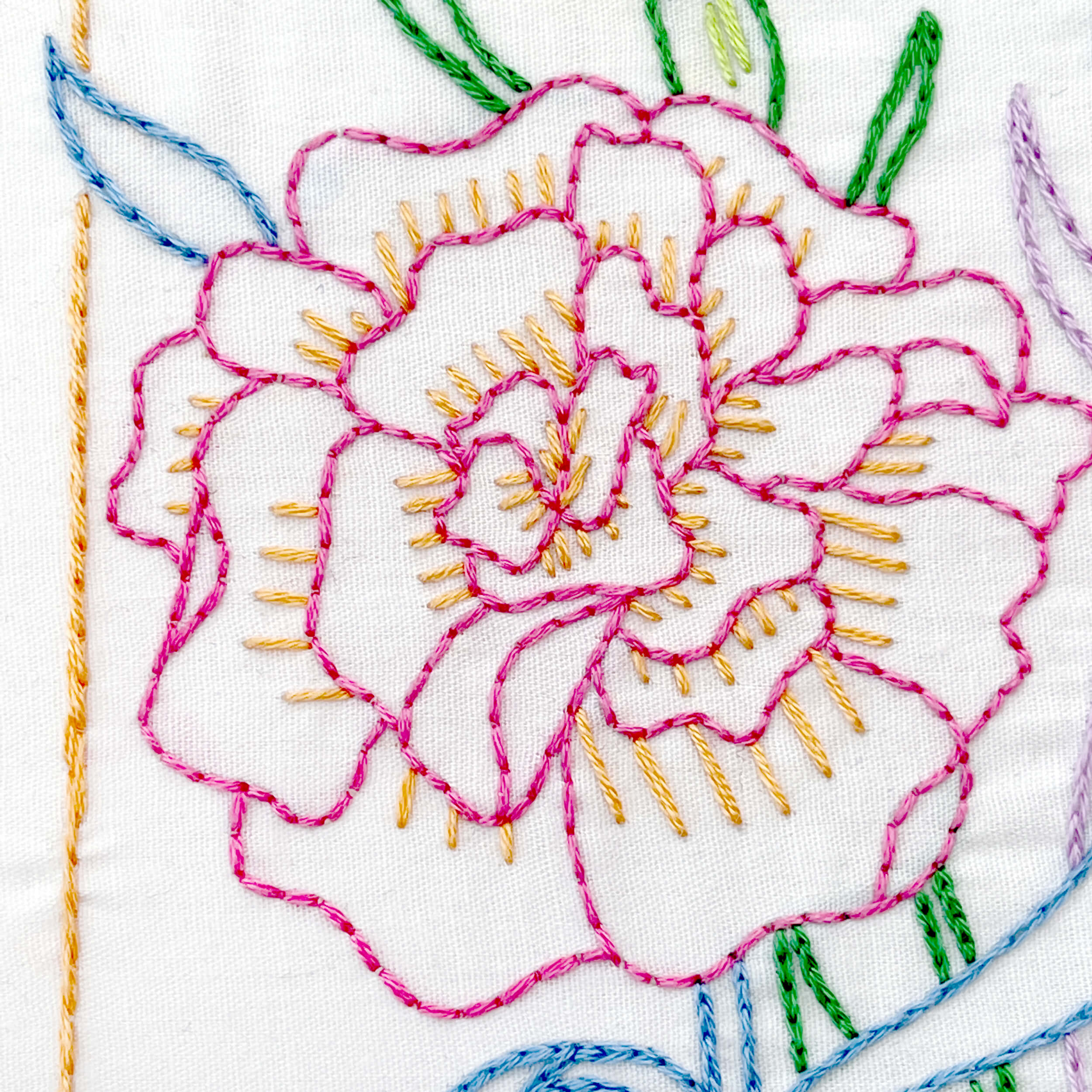 Pink carnation flower embroidered