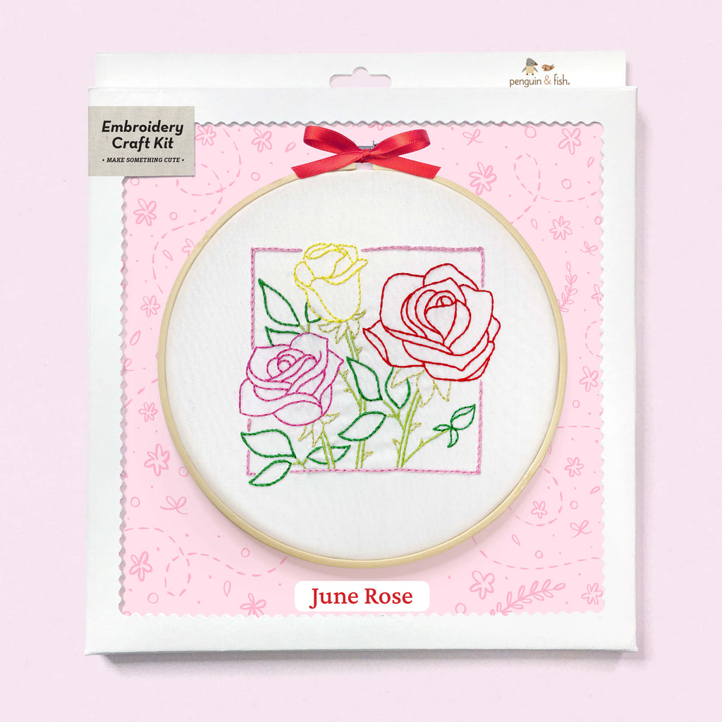 June Rose embroidery kit box