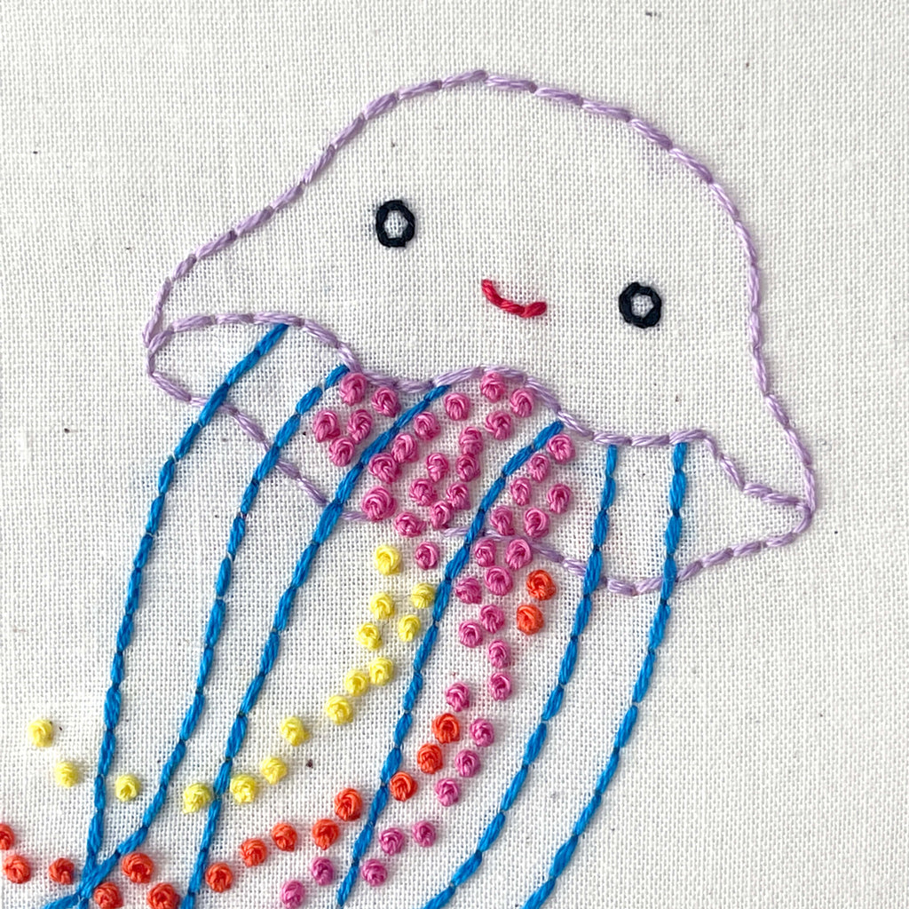 Jellyfish embroidery with French knots