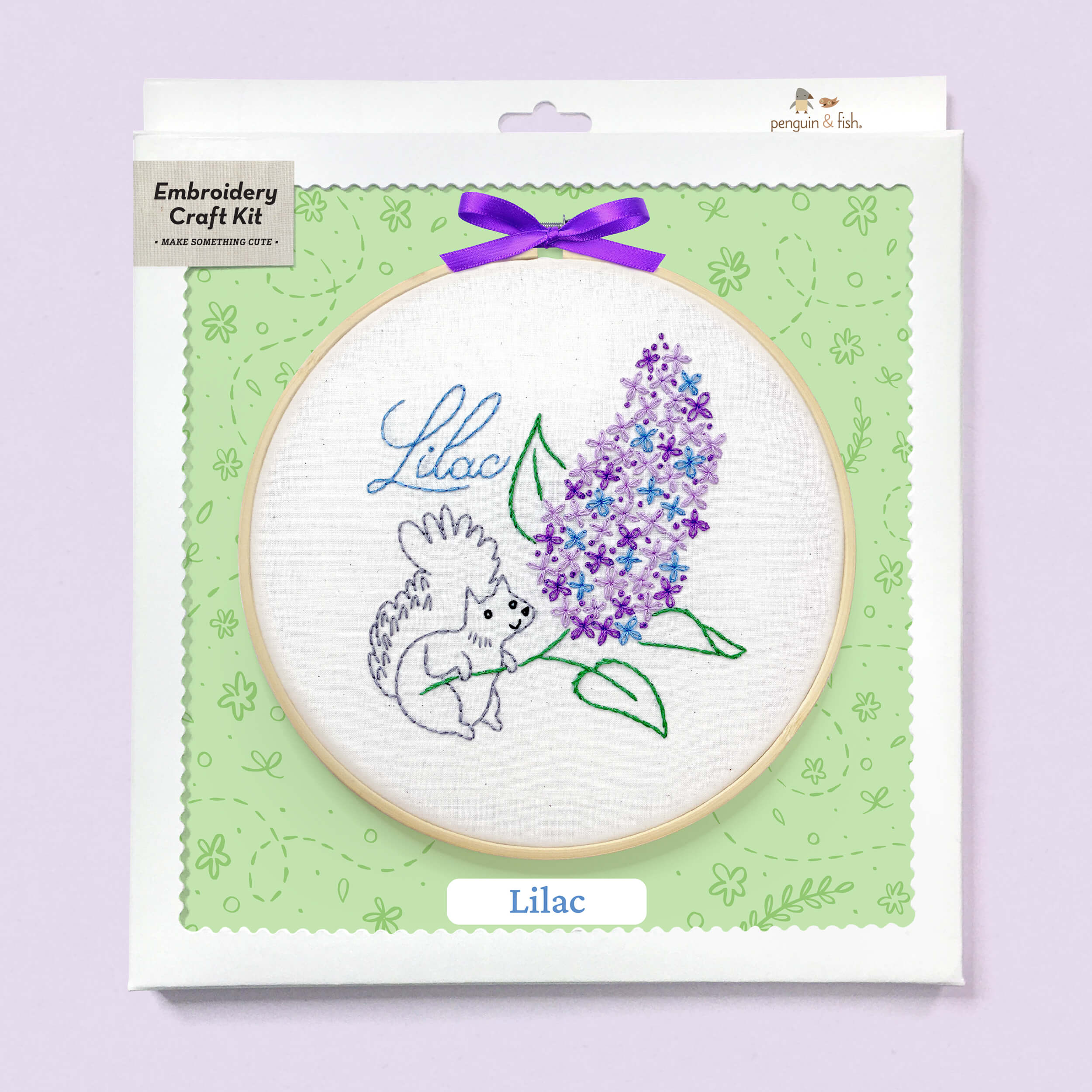 Lilac embroidery kit in a box