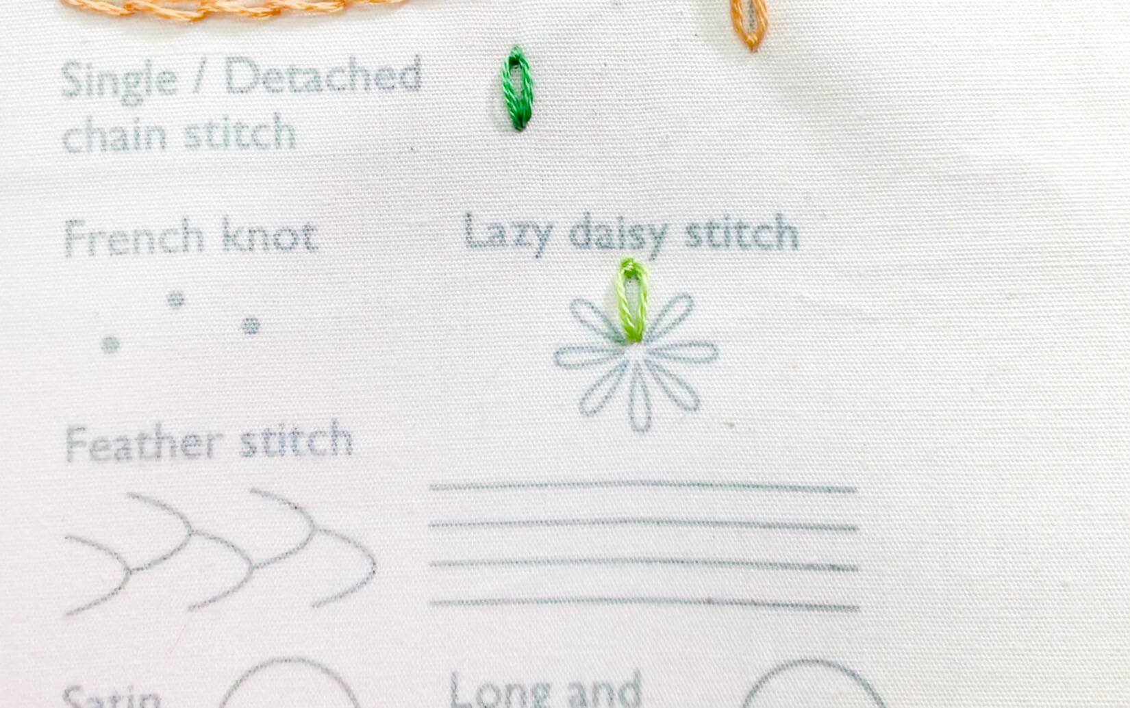 Image of stitching the lazy daisy stitch