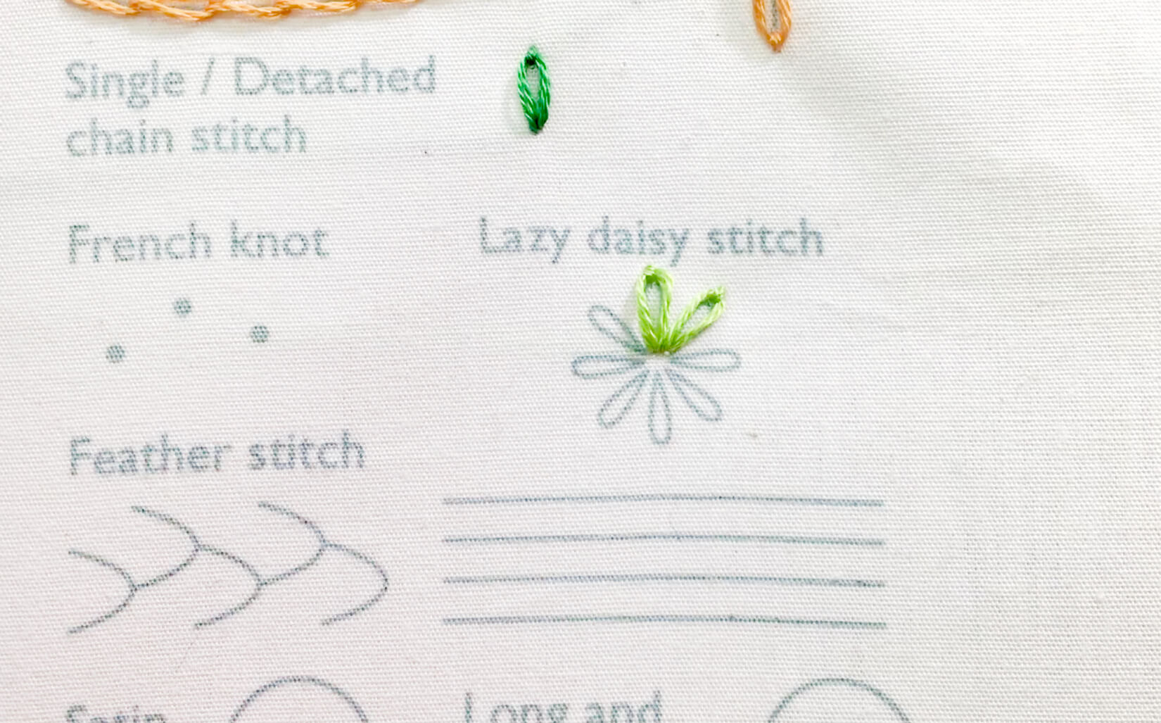 Image of stitching the lazy daisy stitch