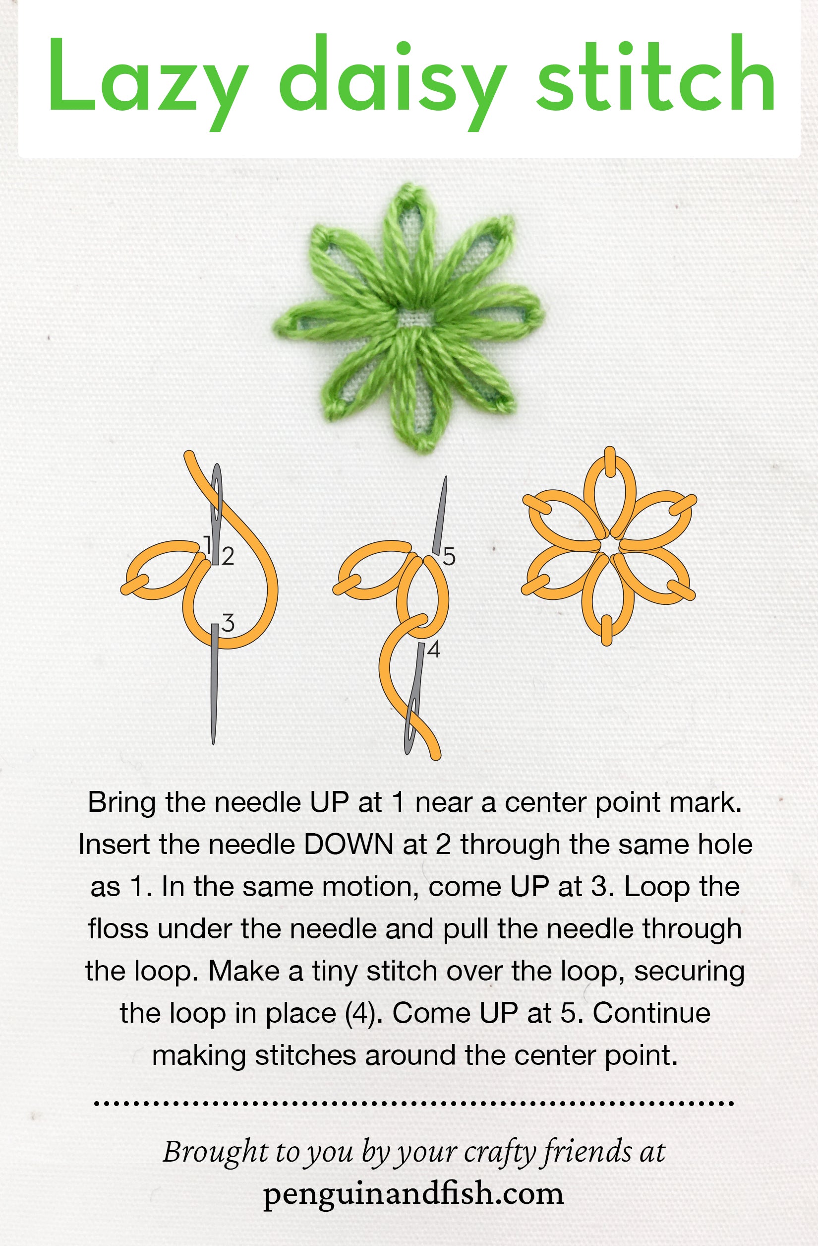 Lazy Daisy Embroidery Stitch Tutorial - Wandering Threads Embroidery