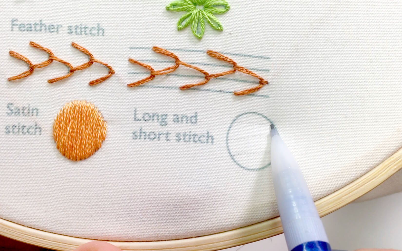 Image of stitching the long and short stitch