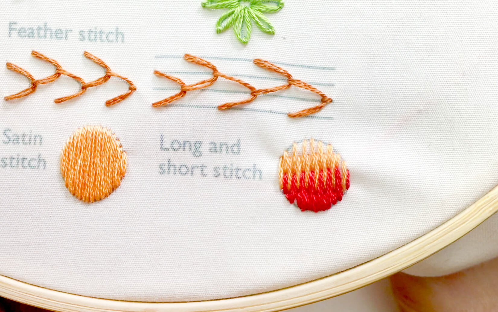 Image of stitching the long and short stitch