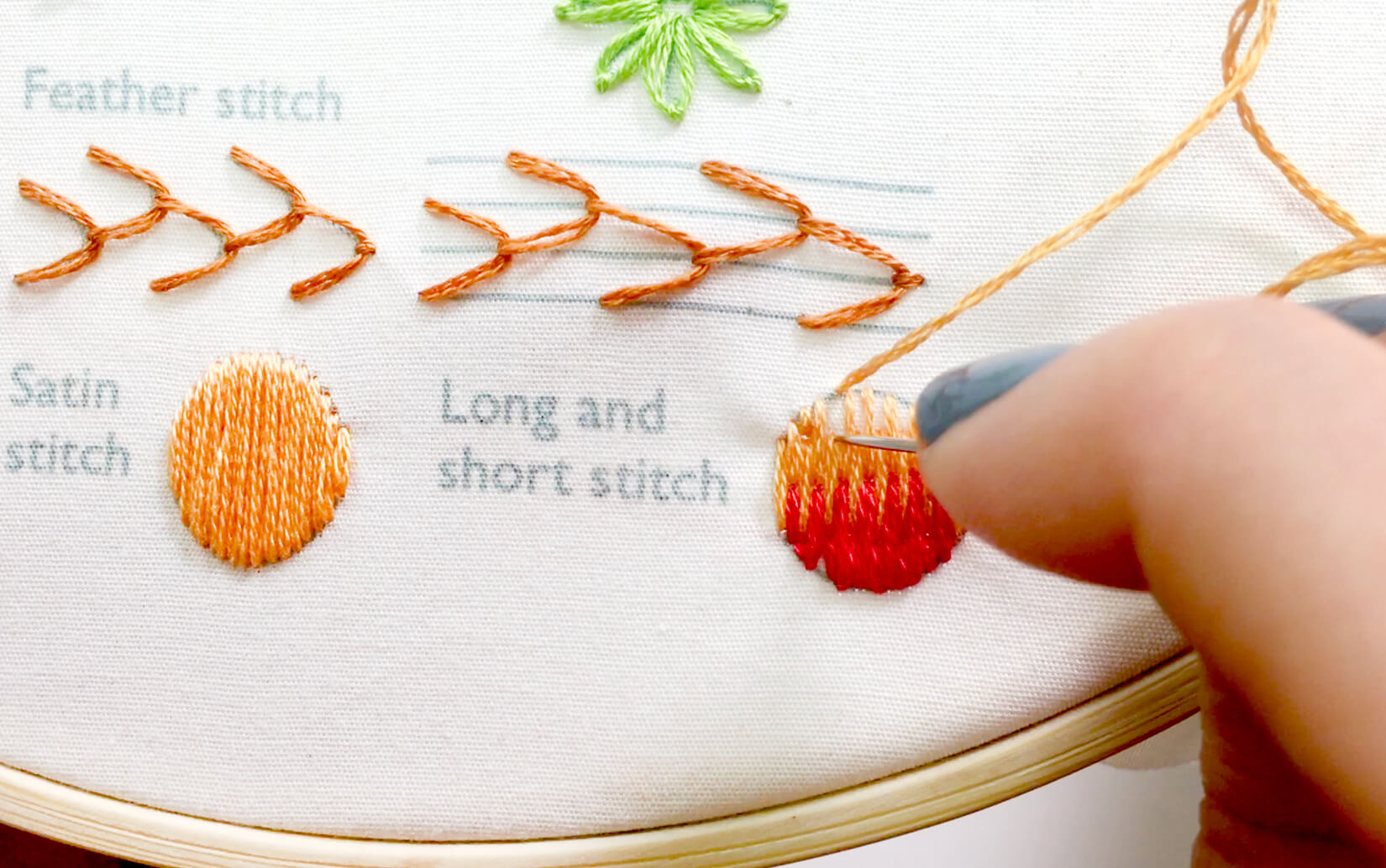Image of stitching the long and short stitch